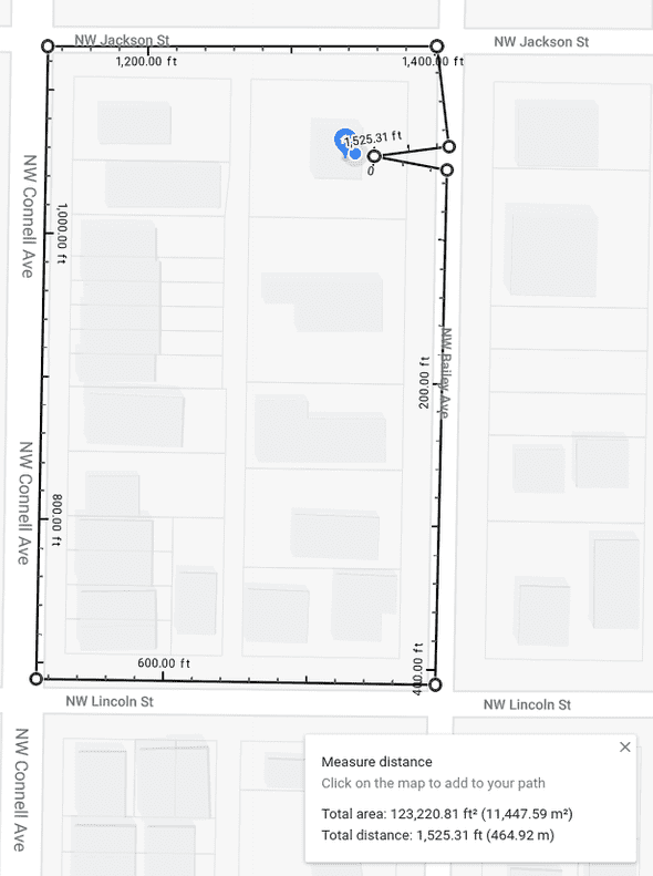 Google Map distance measurement of my Run Break around the block